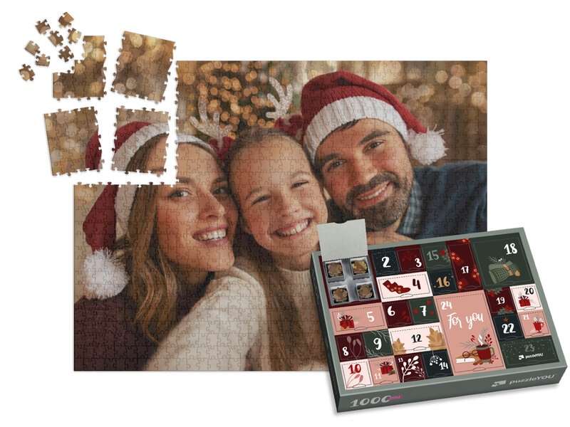 Adventní kalendář puzzle z vlastní fotky – 1000 dílků ve 24 okénkách