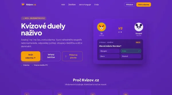 Kvízov.cz: vědomostní kvízové duely 1 na 1 online a zdarma