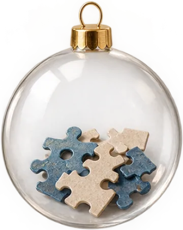 Vánoční koule s dílky puzzle