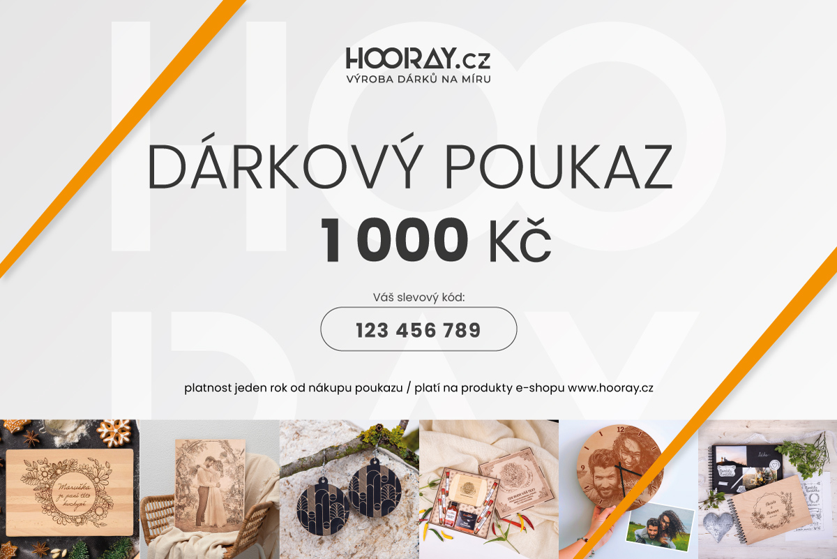 HOORAY.cz Dárkový poukaz 1000 Kč HOORAY.cz Dárkový poukaz 1000 Kč