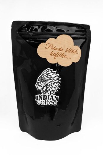 Zrnková káva Indian coffee 200g s dřevěným emblémem na míru Vyberte si motiv: Dobré kafčo po akci