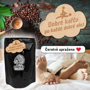 Zrnková káva Indian coffee 200g s dřevěným emblémem na míru Vyberte si motiv: Váš motiv na zakázku