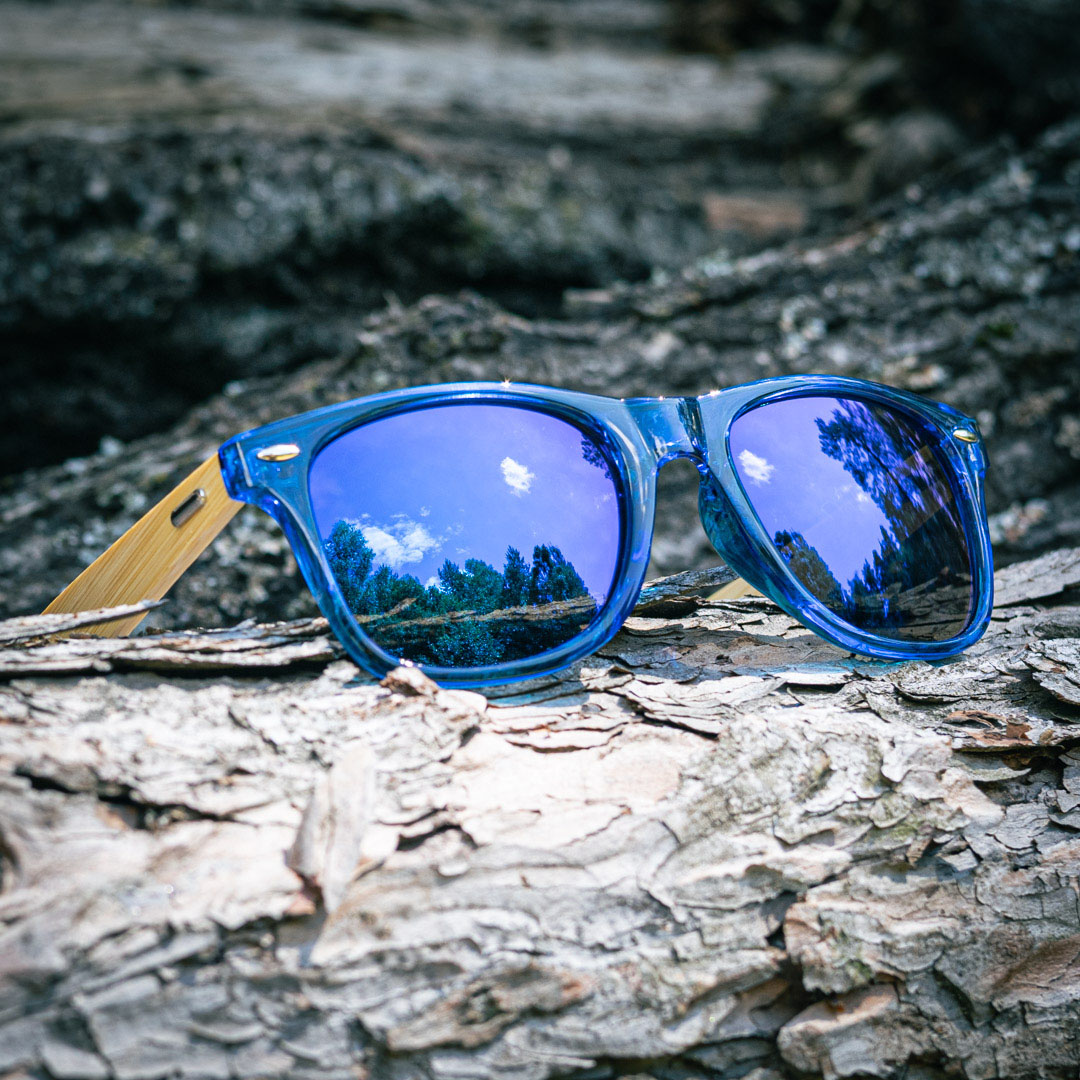 Sluneční brýle s bambusovými nožičkami - Modrý rámeček s modrými sklíčky Sluneční brýle s bambusovými nožičkami - Modrý rámeček s modrými sklíčky - Obrázek 4