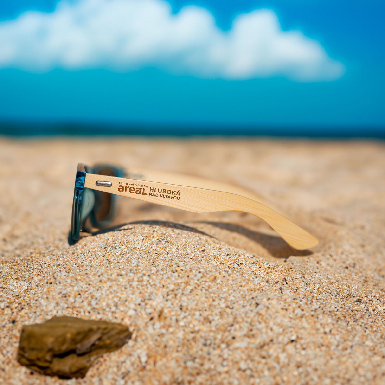 Sluneční brýle s bambusovými nožičkami - Modrý rámeček s modrými sklíčky Sluneční brýle s bambusovými nožičkami - Modrý rámeček s modrými sklíčky - Obrázek 2